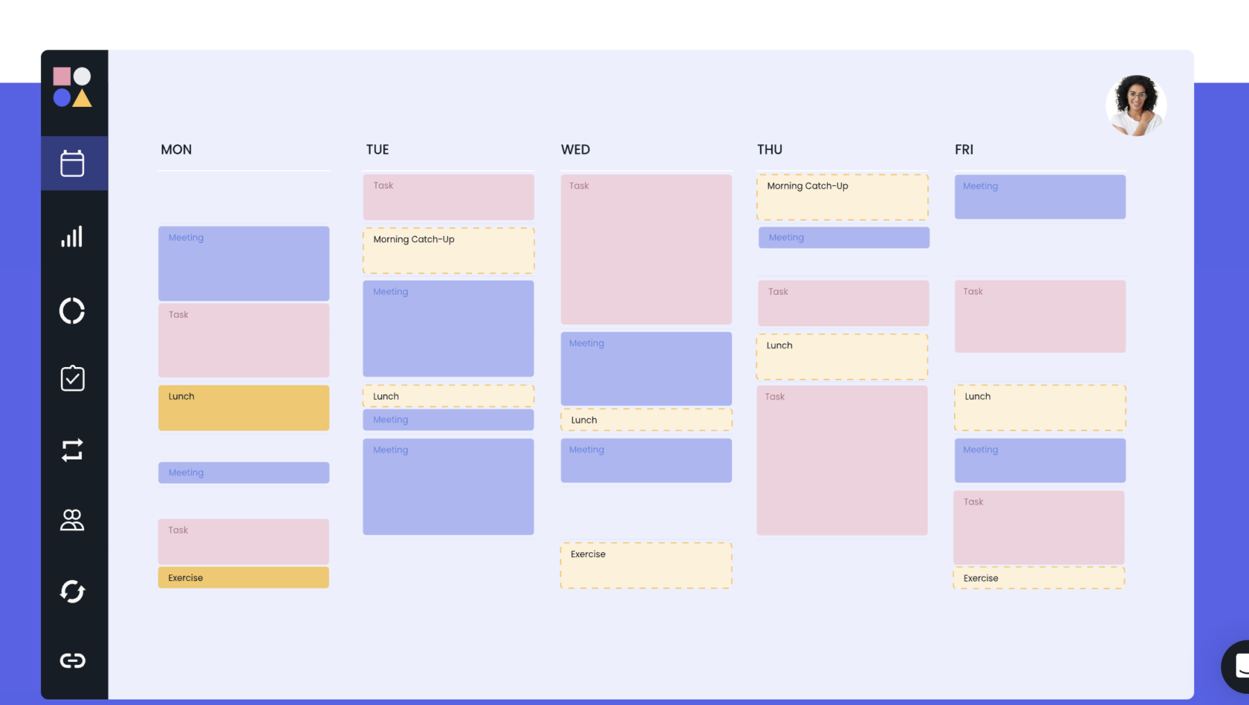 A Calendar with colors for tasks